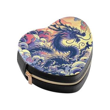 Imagem de Burbuja Mini caixa de joias em forma de coração de dragão fantasia para mulheres e meninas, estojo portátil organizador de armazenamento para brincos, anéis, colares e pulseiras