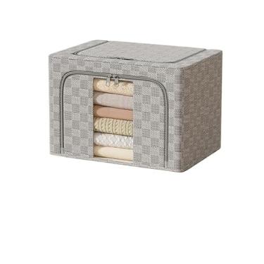 Imagem de Caixa Organizadora Roupas Brinquedos Lençol Edredom Guarda Roupa Dobrável Visor Transparente(xadrez p)