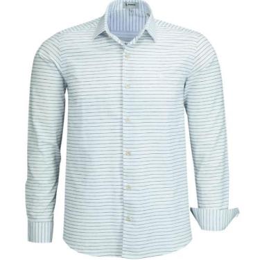 Imagem de Camisa Social Manga Longa Masculina Listrada Luxuosa Algodão - LBL/AMI