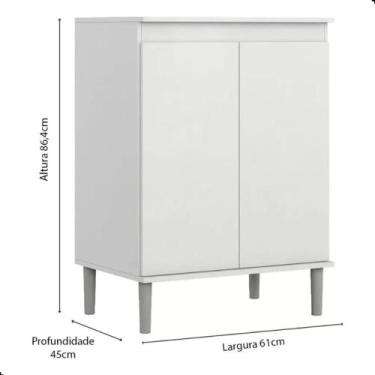 Imagem de Balcão Microondas Armarinho Gabinete para Cozinha Multiuso EJ Branco -