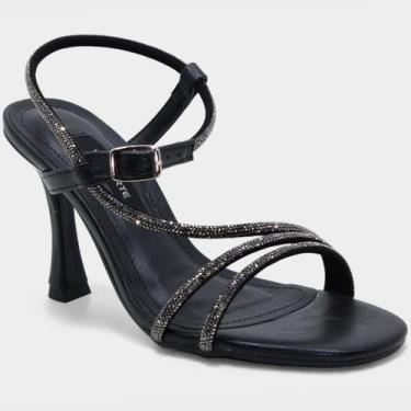 Imagem de Sandália Via Marte Salto Alto Strass Feminina - Preto, 37