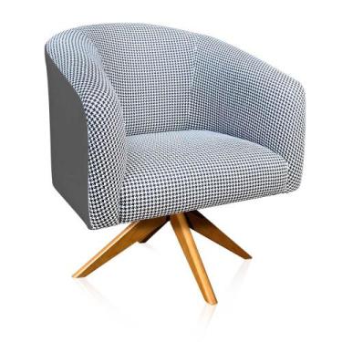 Imagem de Poltrona Giratória Stella Linho A72 com material sintético Base Madeir