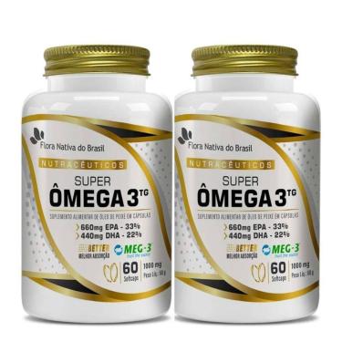 Imagem de Kit Com 02 - Super Ômega 3 (MEG-3) 33EPA/22DHA 1000mg 60 SoftCaps Flora Nativa do Brasil-Unissex