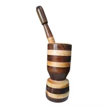 Imagem de Pilão de Madeira Artesanal Fino Acabamento 45 cm Listrado - Multi Stor