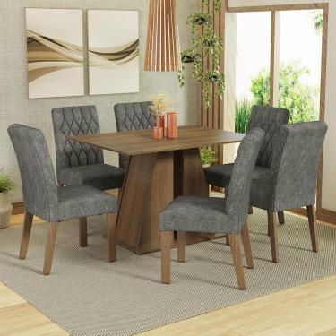 Imagem de Conjunto Sala De Jantar Mesa Tampo De Madeira 6 Cadeiras Rustic/silver Fabiana Madesa Rustic/silver