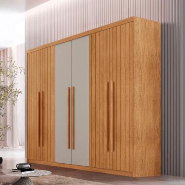 Imagem de Guarda Roupa Casal Toronto Mdf 6 Portas 2 Gavetas Moderna Naturalle Off White Sem Pés
