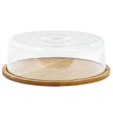 Imagem de Porta Bolo Em Bambu Com Tampa Acrilico 27,5X9Cm Mimo Style