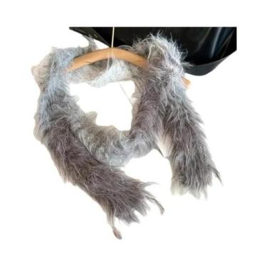 Imagem de Cachecol Feminino Listrado De Pelúcia Fino E Estreito Estilo Coreano D