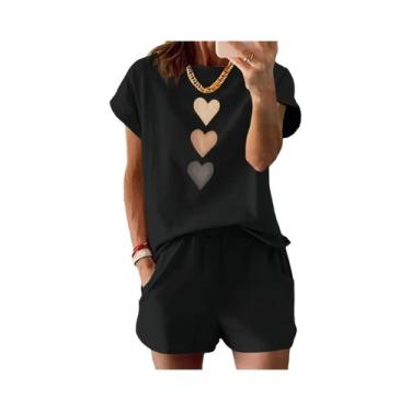 Imagem de Camiseta Feminina Com Estampa Floral Em Formato De Coração, Estilo Str