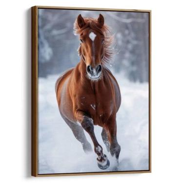 Imagem de Quadro Cavalo Corajoso Galopando na Neve Imaculada - Mioquadros, 120x8
