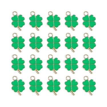 Imagem de Pingentes De Esmalte Verde Sortidos Em Formato De Trevo De Quatro Folh