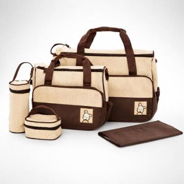 Imagem de Kit Bolsa Maternidade 5 Peças Mochila Impermeável com Trocador - Genér