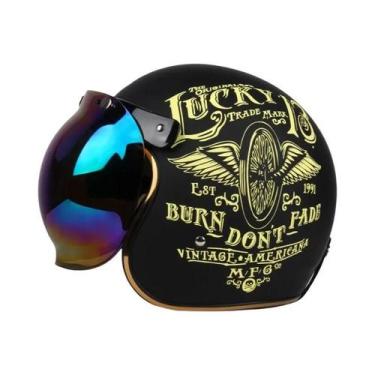 Imagem de Capacete De Motocicleta Vintage 3/4 Aberto Para Homens E Mulheres, Clá