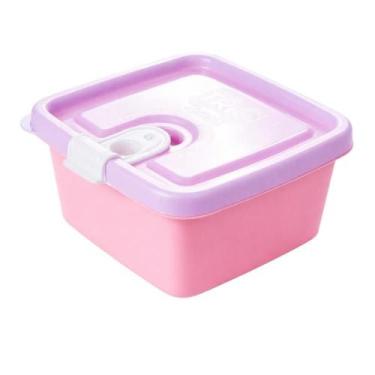 Imagem de Pote Quadrado Trio 210ml Plástico Com Tampa e Trava Infantil BPA Free 