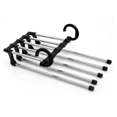 Imagem de Cabide Organizador Cabide Mágico Inox Retrátil 5 em 1 em Aço Inoxidáve