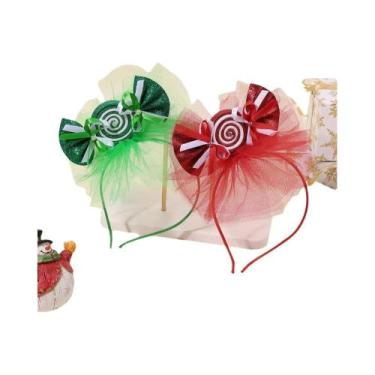 Imagem de Tiara De Natal Para Meninas Com Laço E Contas Brilhantes, Acessórios D