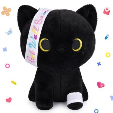 Imagem de Brinquedo de pelúcia LSYDCARM Get Well Soon Black Cat 20 cm com bandag