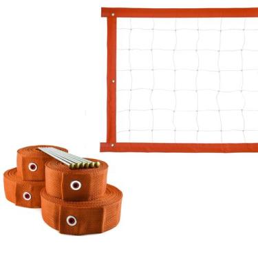 Imagem de Kit rede de vôlei 6 metros + marcação laranja - Evo Sports, Branco