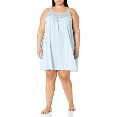 Imagem de Shadowline Vestido curto feminino plus size com alças finas trançadas de 96 cm, Azul, 1X