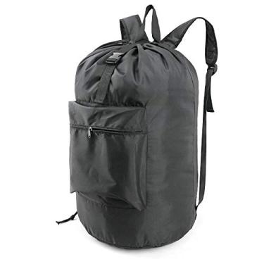 Imagem de BeeGreen Mochila de lavanderia extra grande para serviço pesado, Preto, 16"*32", Com bolso frontal com zíper
