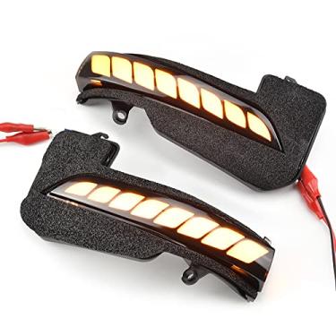 Imagem de QKLsudua 2 peças Lâmpada de seta dinâmica de luz de seta espelho lateral pisca sequencial compatível com To-yota Hi-lux For-Tuner In-nova SW4 2016 2017 2018 2019 2020 2021