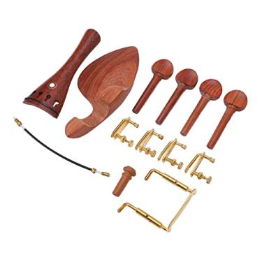 Imagem de Kit de descanso de queixo 4/4 peças de violino tamanho padrão multiuso fácil de instalar acabamento de parafuso polido para manutenção de instrumentos de cordas