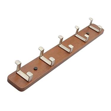 Imagem de KIZQYN Ganchos de casaco cabide montado na parede, gancho de casaco de moda, trilhos de gancho para cabide de roupas de entrada, varanda, sala de estar, quarto, cozinha cabide de casaco montado na parede (cor: marrom)