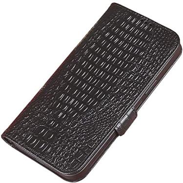 Imagem de TTUCFA Capa de telefone de couro premium com 2 compartimentos para cartão, padrão de crocodilo [absorção magnética lateral] capa flip para Apple iPhone 12 Pro Max (2020) 6,7 polegadas (cor: preto)