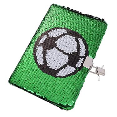 Imagem de Diário de futebol para meninos com e chaves, caderno de paetê, diário infantil, caderno de viagem, , presente (verde)