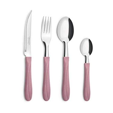 Imagem de Conjunto de Talheres + Pote Simonaggio Trend - 25 Pçs - Rosa