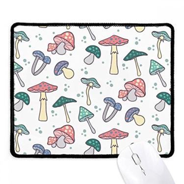 Imagem de Lindo mouse pad com ilustração de cogumelo rosa azul borda costurada tapete de borracha para jogos
