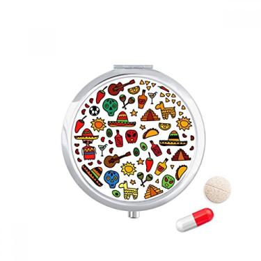 Imagem de Caixa de comprimidos de ilustração de futebol americano de guitarra e pimenta com compartimento para armazenamento de medicamentos