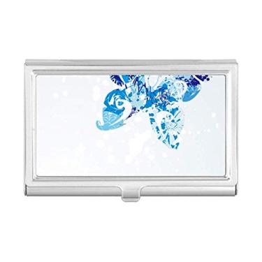 Imagem de Carteira de bolso com estampa de borboleta azul celeste com grafite flutuante para cartões de visita