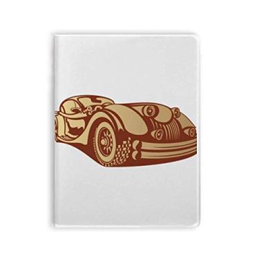Imagem de Caderno de silhueta de carros clássicos vermelho marrom capa de goma Diário capa macia