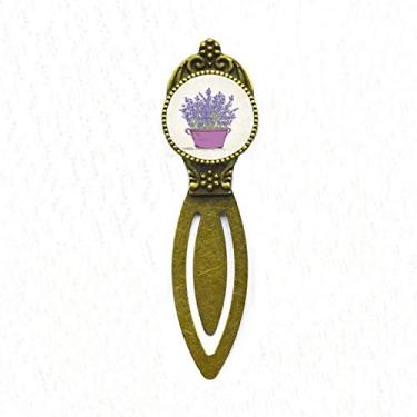 Imagem de Marcador de página retrô com flores de lavanda roxa, marcador de página para escritório
