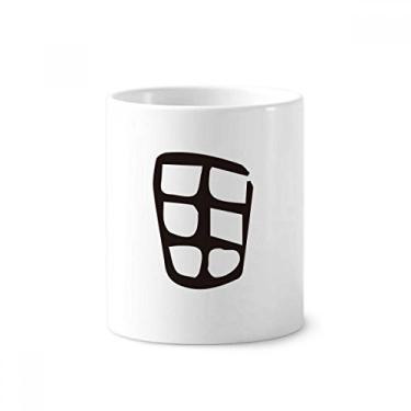 Imagem de Inscrição óssea chinesa sobrenome personagem tian escova de dentes suporte caneca cerâmica suporte lápis copo