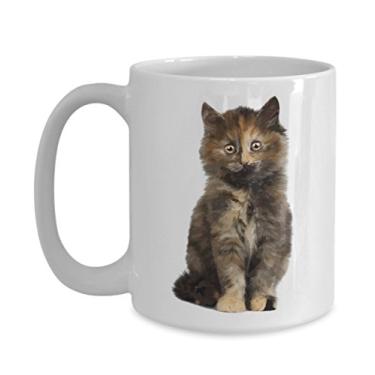 Imagem de Caneca de gato Tortie – Não – Caneca de café de cacau quente – ideia de de Natal