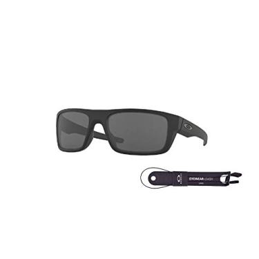 Imagem de Oakley Óculos de sol retangulares Drop Point OO9367 para homens + coleira + kit de cuidados iWear Designer, Preto fosco/cinza, 60