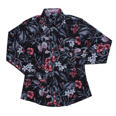 Imagem de Camisa Floral Feminina Manga Longa Rodeo Western Preta 24618