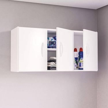 Imagem de Armário Multiuso Aéreo 3 Portas 1 Prateleira Bonfim Politorno Branco