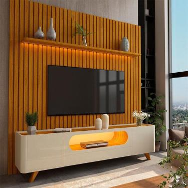 Imagem de Rack Com Painel Nobre 2.3 Pés Madeira Naturale Off - Gelius