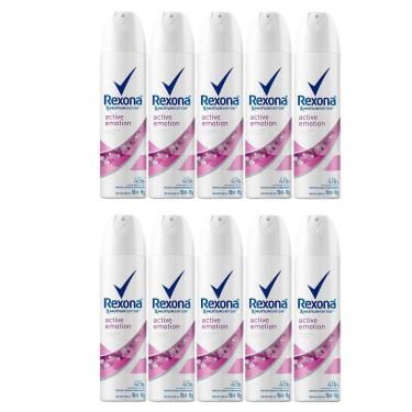 Imagem de Kit 10 Desodorante Antitranspirante Rexona Active Emotion Aerosol com 150ml