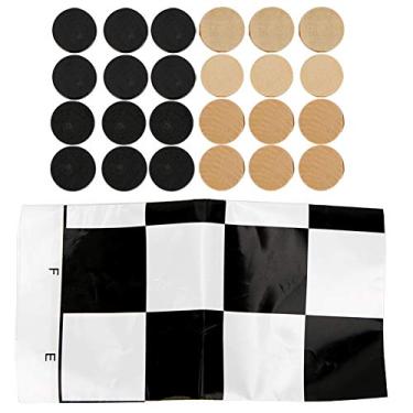 Imagem de Jogo De Tapete De Tabuleiro De Xadrez Peças De Xadrez Grandes, Damas De Madeira Peças De Xadrez Preto E Branco Diâmetro 19mm Filme Perolado Tabuleiro De Xadrez Adequado Para Meninos E Meninas Sala De