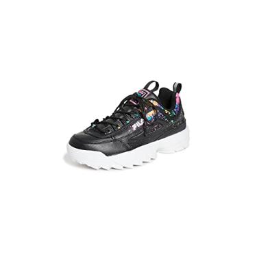 Imagem de Fila Tênis feminino Disruptor II Premium, Preto/Branco/Rosa Chocante, 5.5