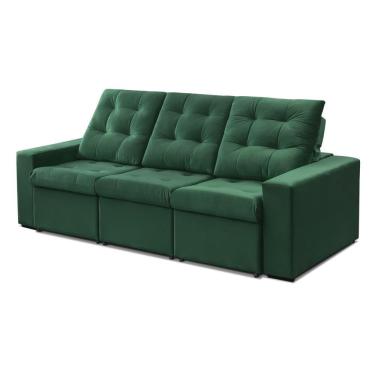 Imagem de Sofá Retrátil E Reclinável 3 Lugares Com Pillow Top Veludo 1,20m Aquiles Cor: verde Musgo Verde Musgo