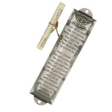 Imagem de kowaku Mezuzah para porta mezuzah caso com rolagem 13cm decoração mezuza capa metal mezuza placa para interior ao ar livre porta de entrada casa, B