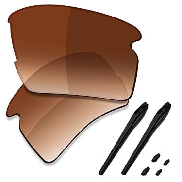 Imagem de SAUCER Lentes de reposição premium e kits de borracha para óculos de sol Oakley Flak 2.0 XL OO9188 High Defense - Marrom dégradé matizado polarizado