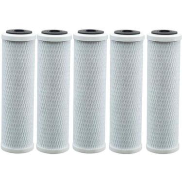 Imagem de Kit 5 Refil Filtro 9.3/4 Carbon Block Carvão Ativado Carcaça