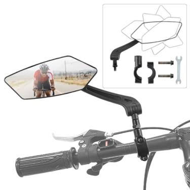 Imagem de AtfArt 1 peça de espelho de bicicleta suporte de guidão HD espelho retrovisor de bicicleta espelhos de bicicleta para guiador espelhos rotativos ajustáveis para bicicleta andar com segurança acessórios de bicicleta elétrica ebike ciclomotor (1 peça à esquerda)