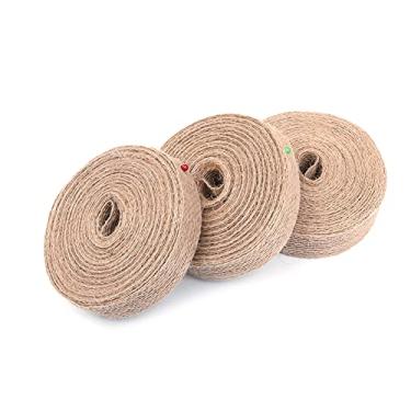 Imagem de Alnicov 3 rolos de fita de tecido de serapilheira de juta natural, 10 jardas cada rolo, 0,8 polegadas de largura, para embrulho de presente de árvore de Natal, casamento, festa, laços, artesanato,